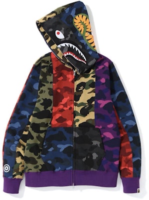 BAPE Mix Camo Crazy Shark Full Zip Hoodie Multicolor Novelship
